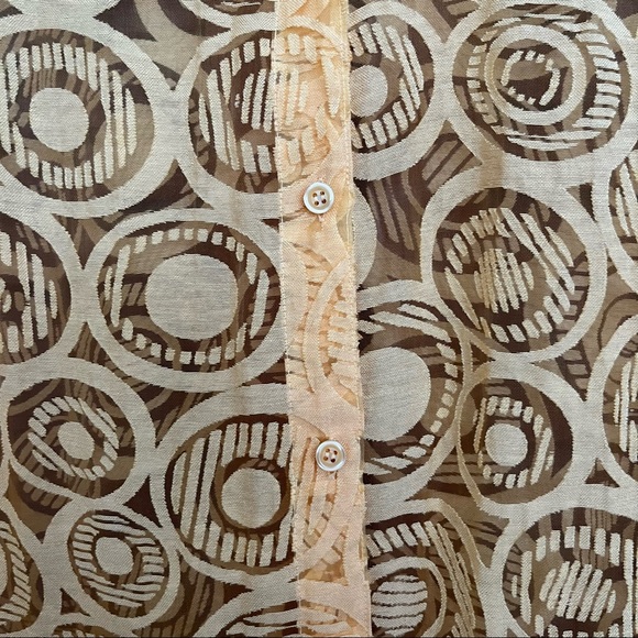 Retro Circles Sheer Button Up Top See Through Coverup by c.l.o.t.h.e.s. - Picture 3 of 11